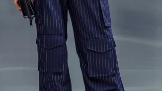 Double Take Pinstripe Cargo Trousers